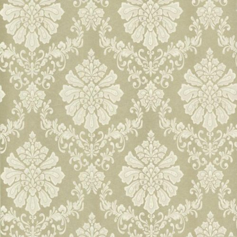 1838 Wallcoverings 1602-104-03 - Avington Mid-Scale Damask Cream Gold 1838 Wallpaper roll - luxury design for UK feature walls
