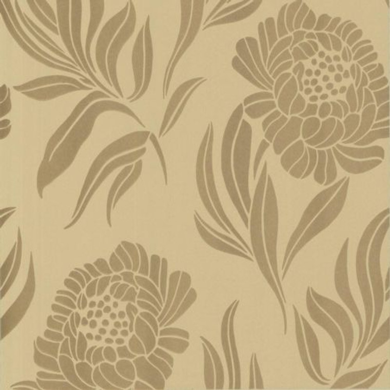 1838 Wallcoverings 1602-106-03 - Avington Large Floral Motif Gold Yellow 1838 Wallpaper roll - luxury design for UK feature walls
