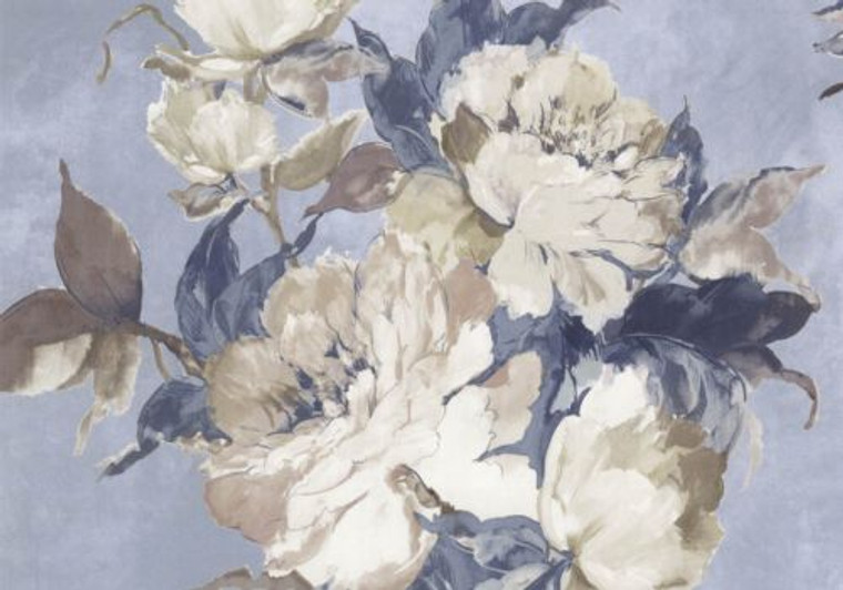 1703-108-04  - Camellia Large Bold Flowers Denim Blue 1838 Wallpaper