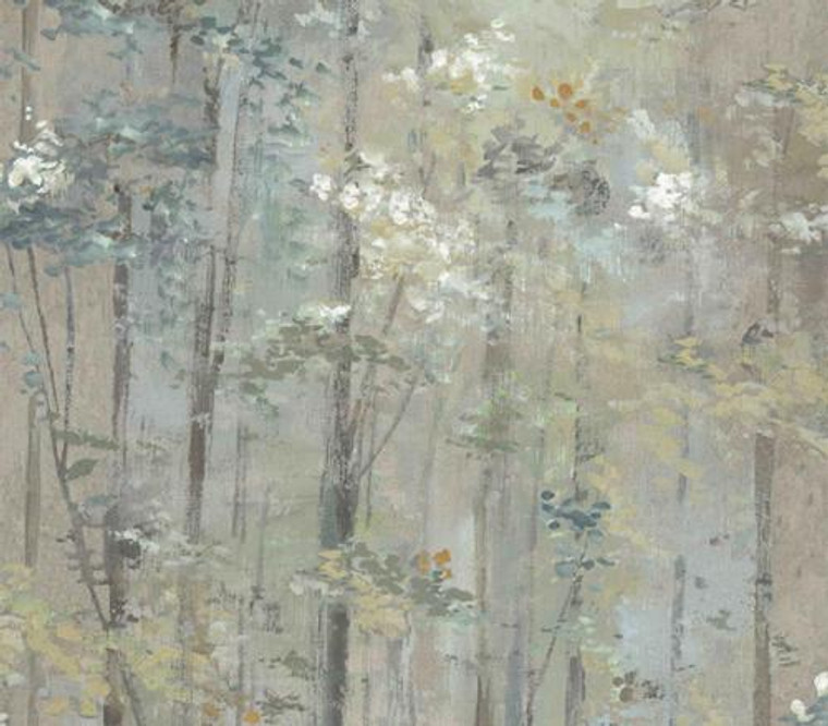 1804-118-01  - Aurora Woodlands Green Teal 1838 Wallpaper