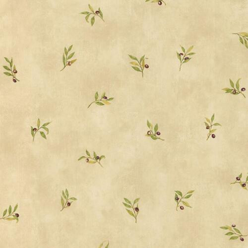 Galerie KK26718 - Kitchen Style 3 Olive Sprigs Green Cream Galerie Wallpaper roll - luxury design for UK feature walls