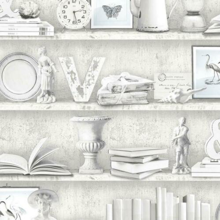 FH37505 - Homestyle Quirky Random Objects Grey White Galerie Wallpaper