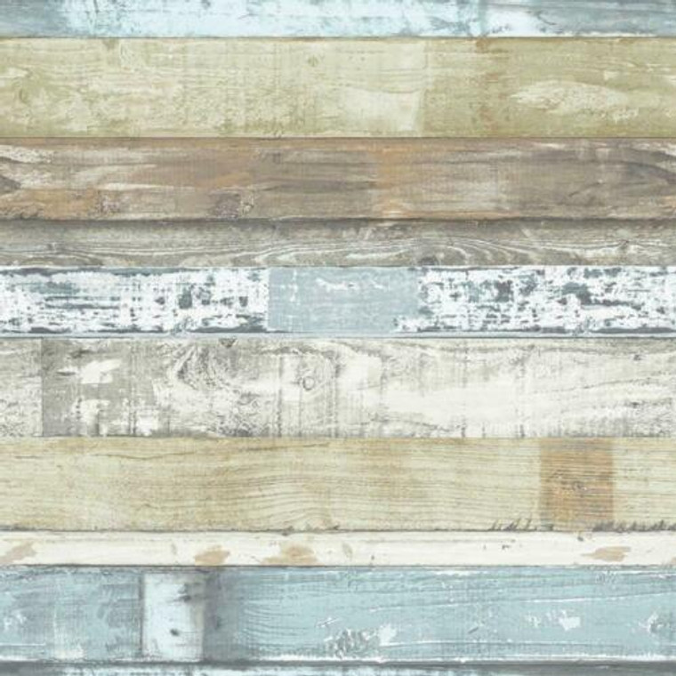 FH37555 - Homestyle Rustic Textured Wood Blue Beige Galerie Wallpaper