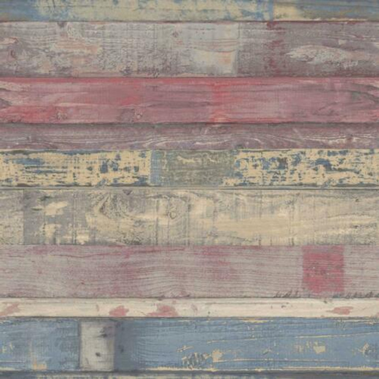 FH37557 - Homestyle Rustic Textured Wood Red Blue Beige Galerie Wallpaper Mural