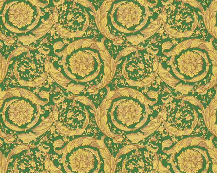 366926 - Versace 4 Ornamental Green Gold AS Creation Wallpaper
