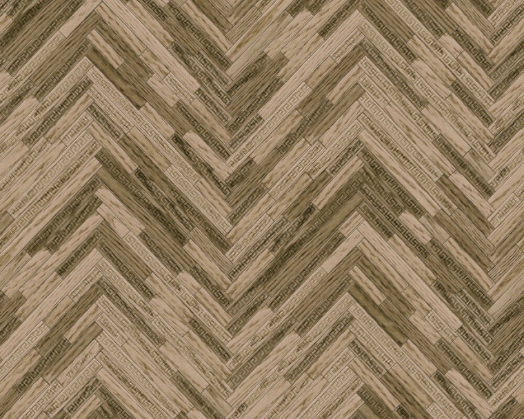 370512 - Versace 4 Tiled Wooden Effect Beige Brown AS Creation Wallpaper
