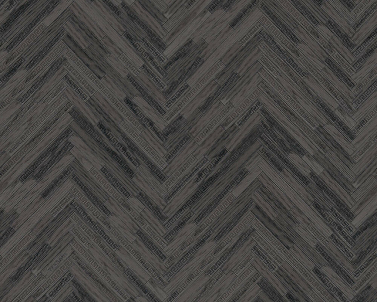 370514 - Versace 4 Tiled Wooden Effect Black Grey AS Creation Wallpaper