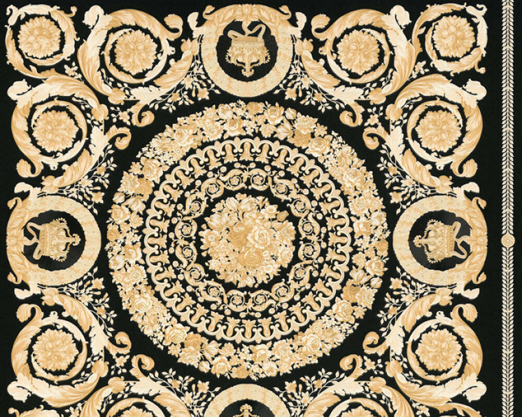 370553 - Versace 4 Ornamental Baroque Beige Black Gold  AS Creation Wallpaper