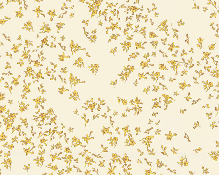 935855 - Versace 4 Floral Beige Brown  White Yellow AS Creation Wallpaper