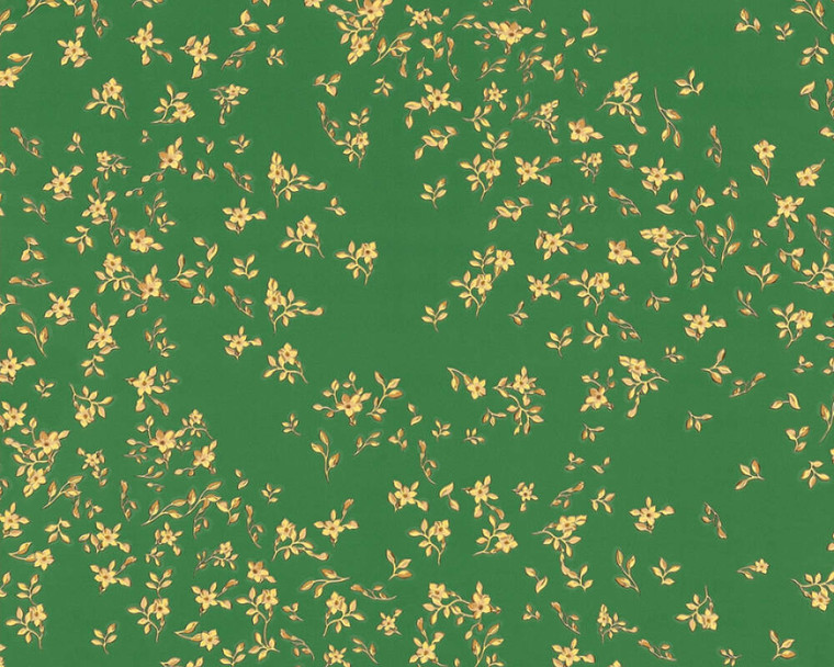 935856 - Versace 4 Floral Green Gold AS Creation Wallpaper