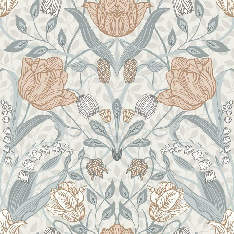 Galerie 33005 - Apelviken Leafy Vines Blossom White/grey/pink Galerie Wallpaper roll - luxury design for UK feature walls
