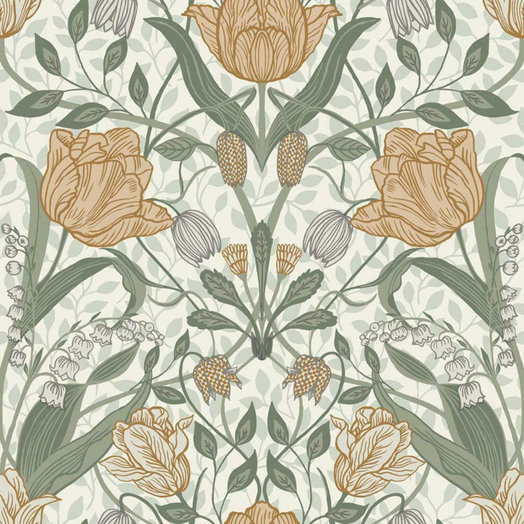 33006 - Apelviken Leafy Vines Blossom White/yellow Galerie Wallpaper