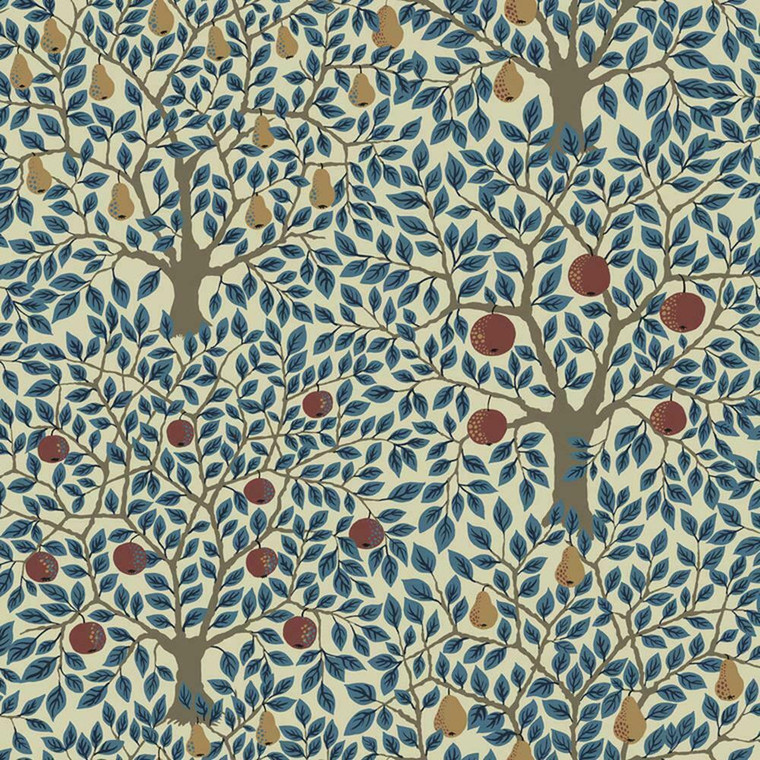 33013 - Apelviken Apples Pears Branches Blue Galerie Wallpaper