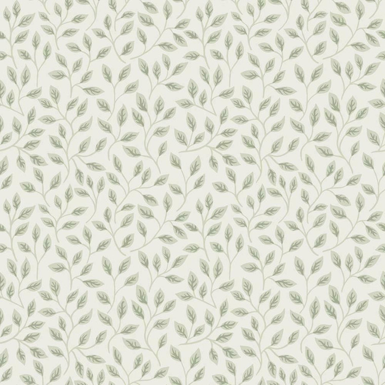 Galerie 33019 - Apelviken Floating Leaf Sprigs White/green Galerie Wallpaper roll - luxury design for UK feature walls