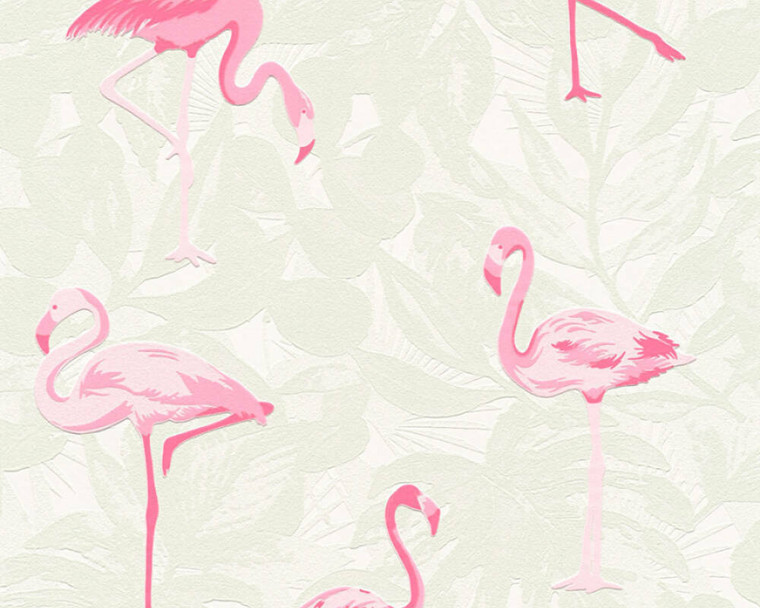 359801 - Boys & Girls Flamingos Cream Pink White AS Creation Wallpaper