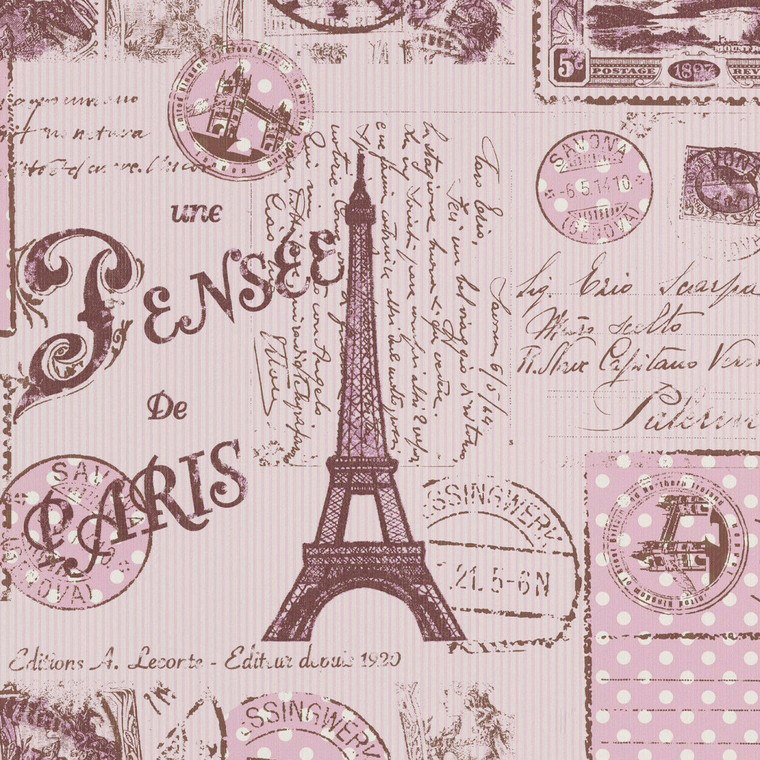 936302 - Boys & Girls Paris Eiffel Tower Pink AS Creation Wallpaper