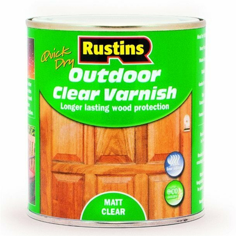 1Lt Rustins Quick Dry Outdoor Clear Varnish - Matt Clear