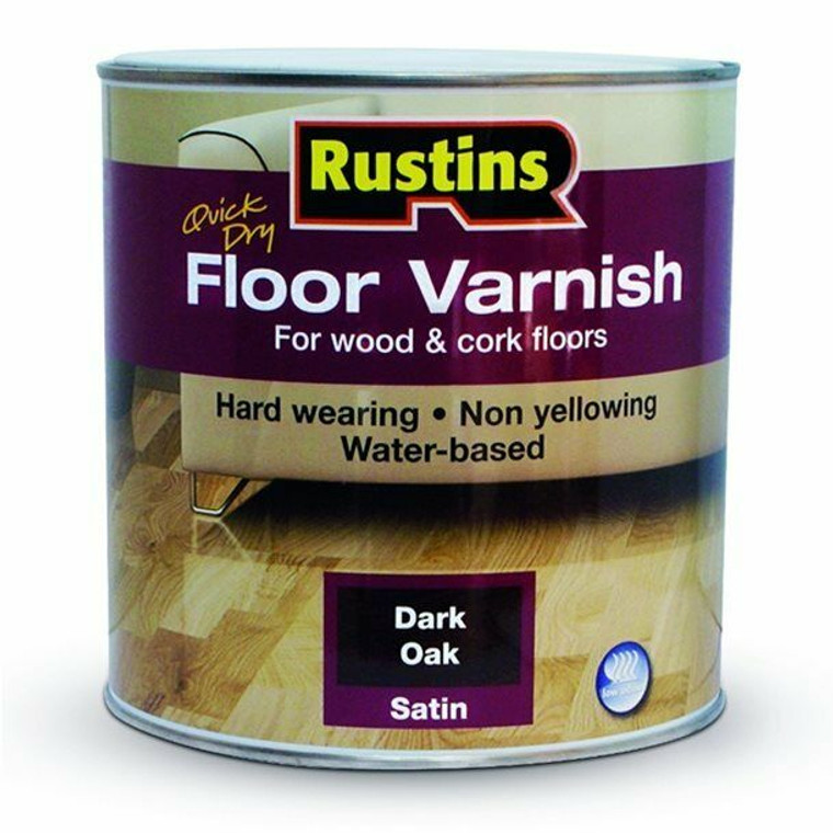 2.5Lt Rustins Dark Oak Water Based Gloss Floor Varnish Clear