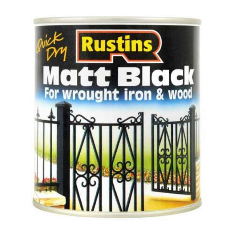 Rustins Quick Drying Water based Matt Black Interior & Exterior Paint - 2.5 Litre