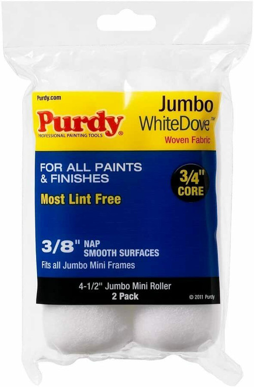 2 x Purdy Jumbo White Dove 4.5" Mini Paint Rad Rollers 3/8" Nap