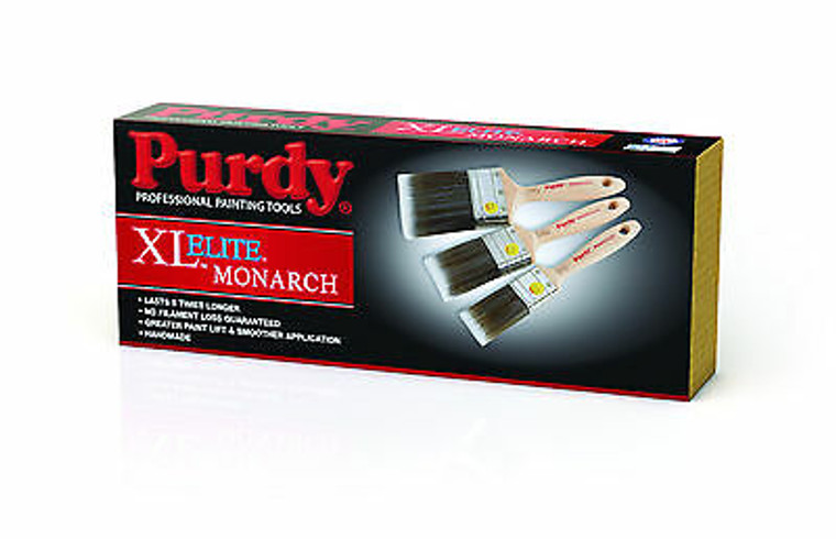 Purdy XL Elite Monarch Synthetic Bristle Paint Brush Set 1x1", 1.5", 2" and 3"