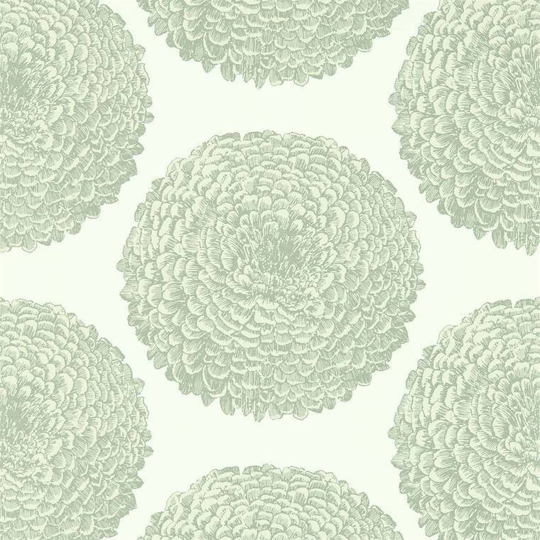 Harlequin 112174 - Momentum 6 Pompom Dahlias Chalk Silver Harlequin Wallpaper roll - luxury design for UK feature walls