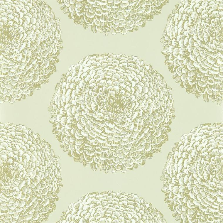 Harlequin 112175 - Momentum 6 Pompom Dahlias Pearl Gilver Harlequin Wallpaper roll - luxury design for UK feature walls