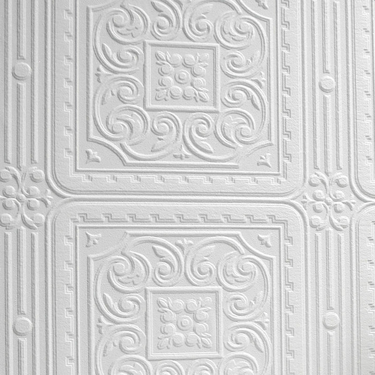 Anaglypta RD80000 Anaglypta Wallcovering Luxury Paintable Textured Vinyl Turner Tile White Wallpaper roll - luxury design for UK feature walls