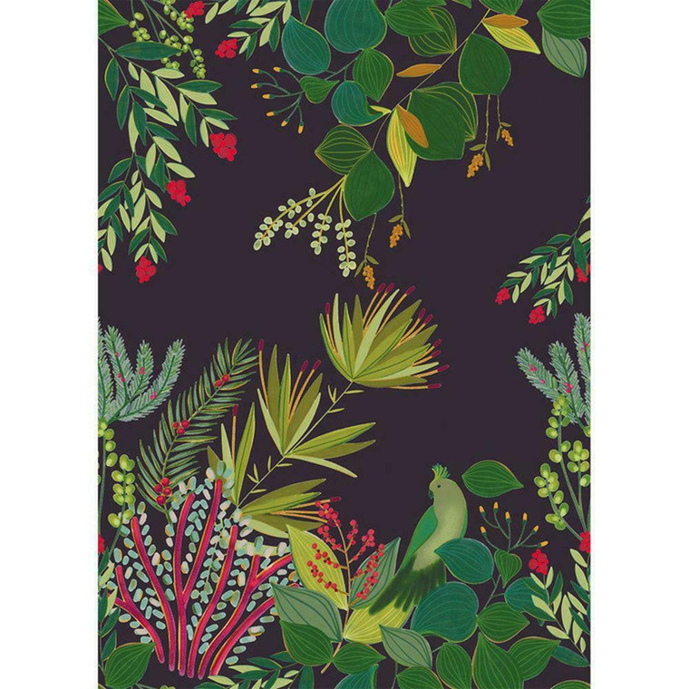 101519138 - Beauty Full Image Cockatoo Foliage Flowers Green Casadeco Mural