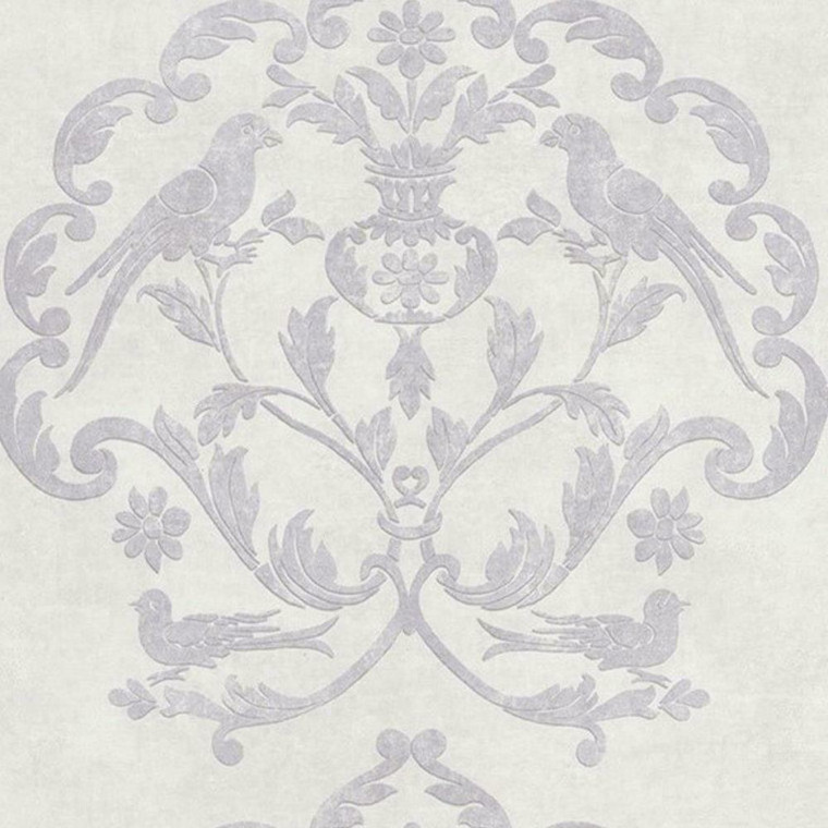 83610122 - Palazzo Flower Bird Motifs Grey Casadeco Wallpaper