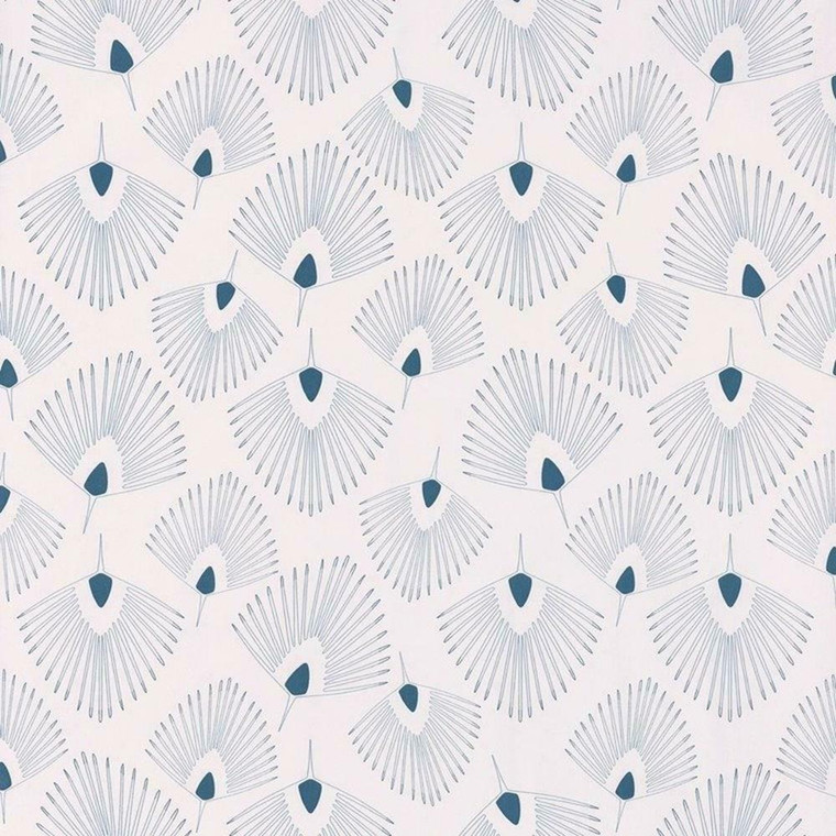 100076808 - Jungle Stylised Leaf Fan Motifs Blue Casadeco Wallpaper