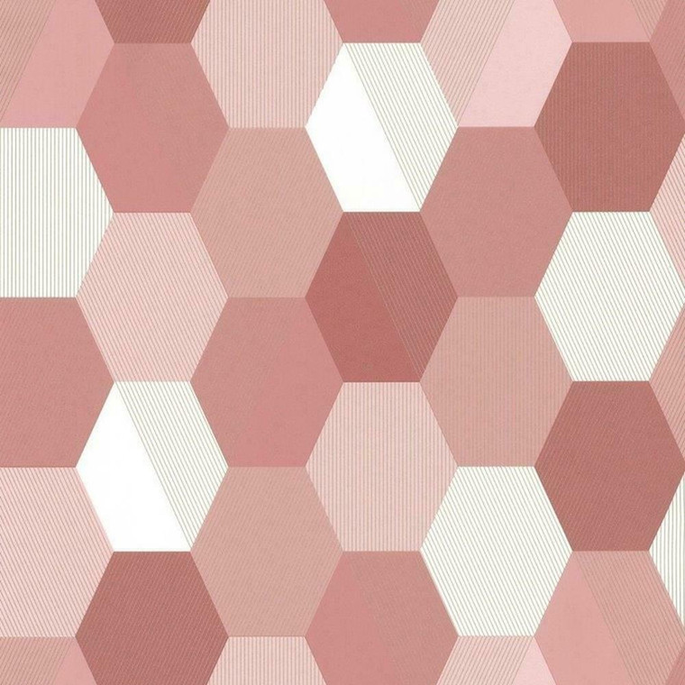 100104144 - Spaces Hexagons Pink Casadeco Wallpaper