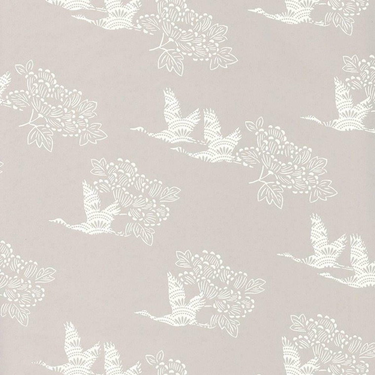 100311214 - Hanami Cranes Silhouettes Beige Casadeco Wallpaper