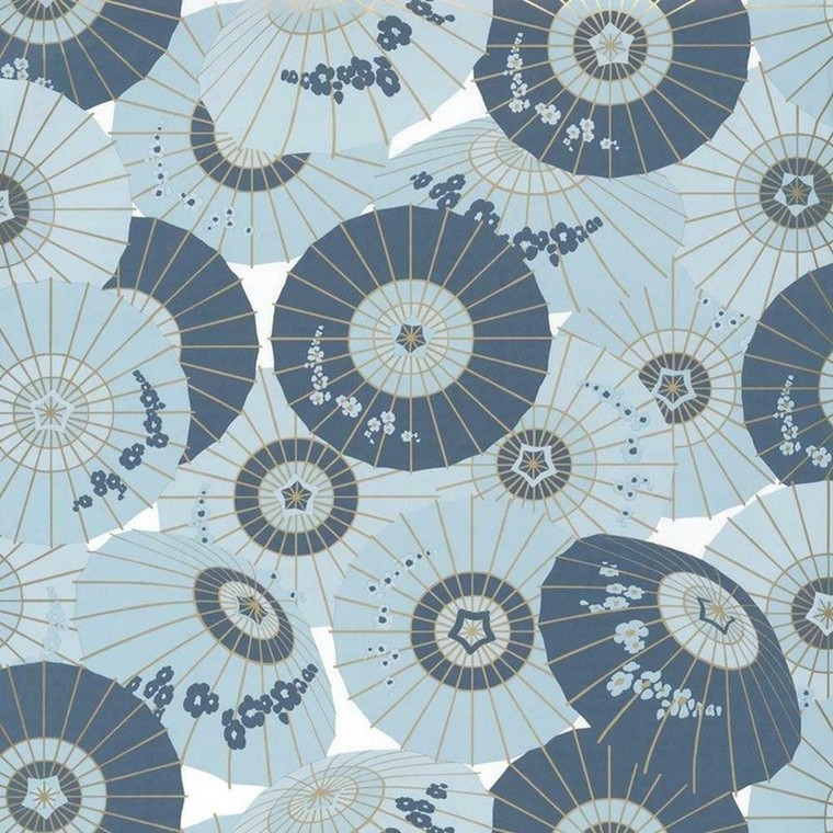 100326300 - Hanami Oriental Umbrellas Blue Casadeco Wallpaper