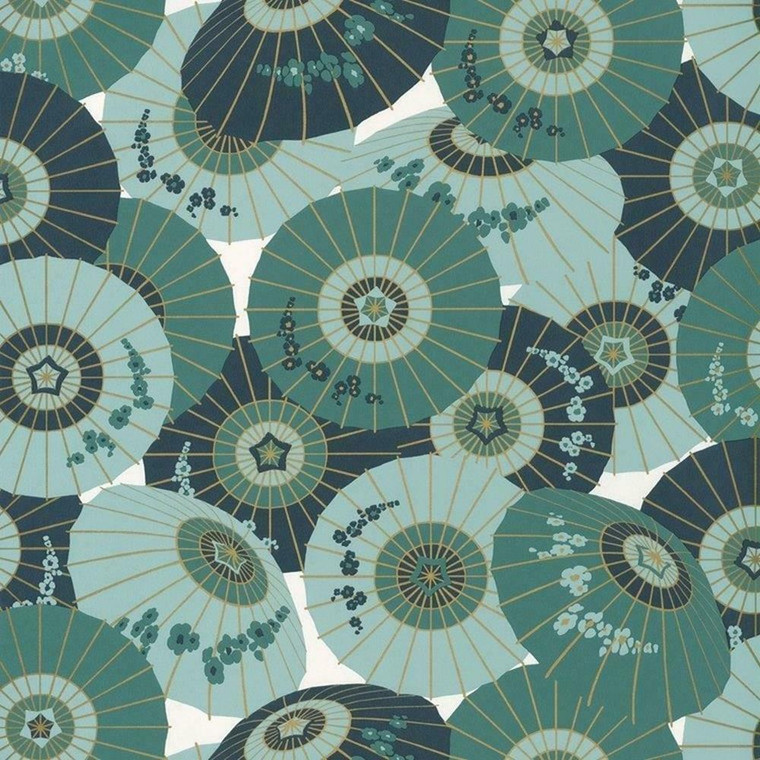 100327221 - Hanami Oriental Umbrellas Green Casadeco Wallpaper
