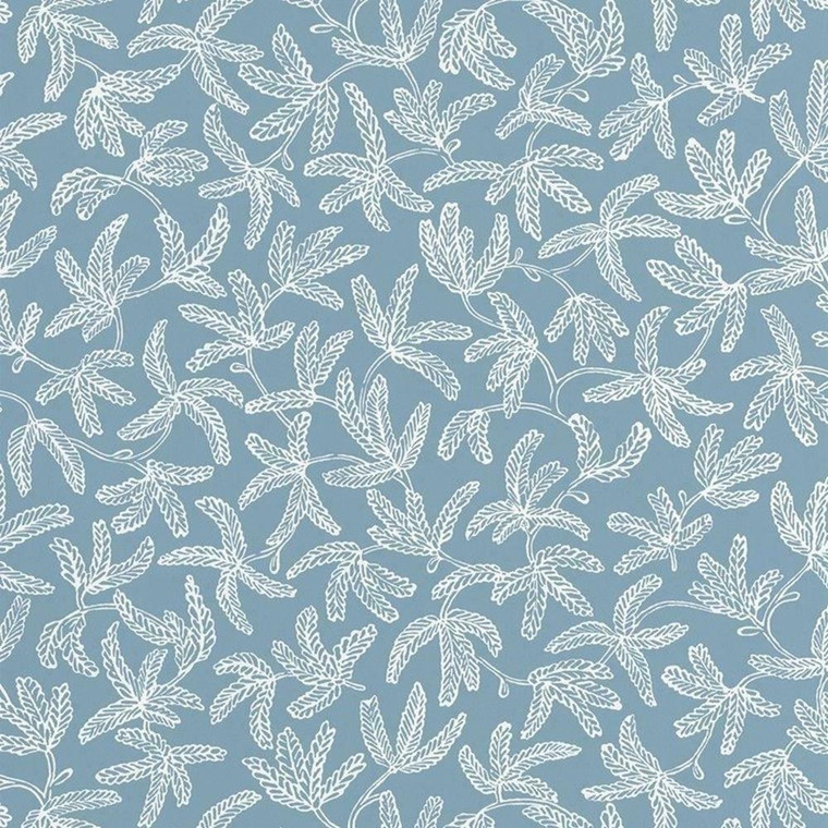 100576000 - Hygge Scandinavian Leaves Blue Casadeco Wallpaper