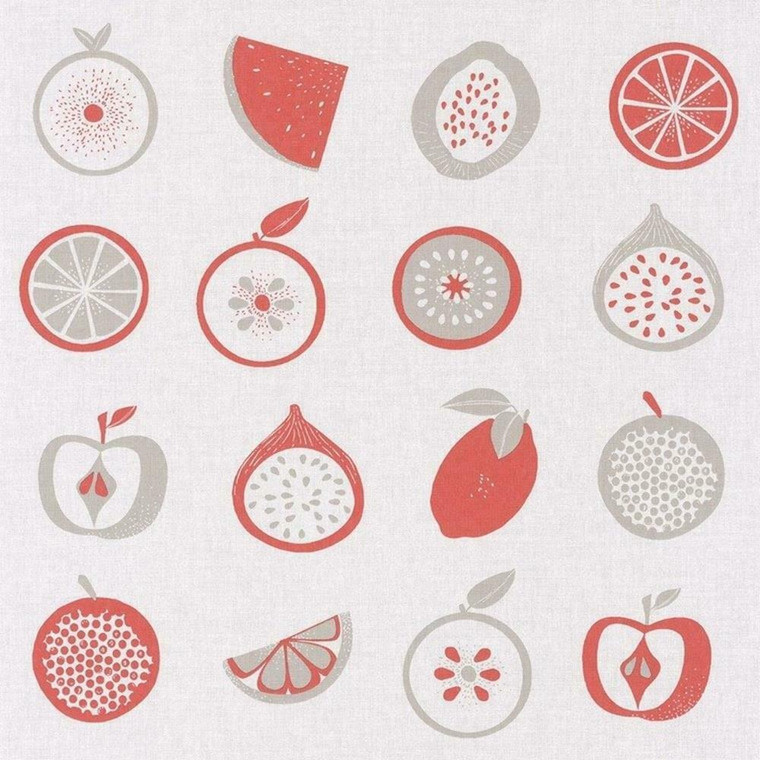 100648010 - Bistrot D Alice Fruit Motifs Smoothie Red Casadeco Wallpaper
