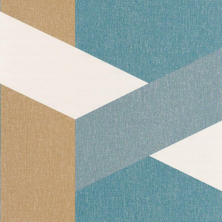 101356319 - Moove Geometric Weave Design Blue Casadeco Wallpaper