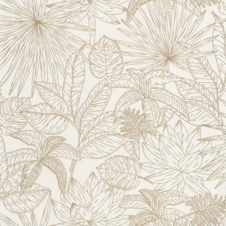 101430020 - Odyssee Tropical Jungle Leaves White Casadeco Wallpaper