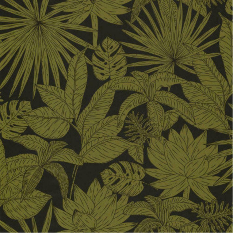 101437402 - Odyssee Tropical Jungle Leaves Green Casadeco Wallpaper
