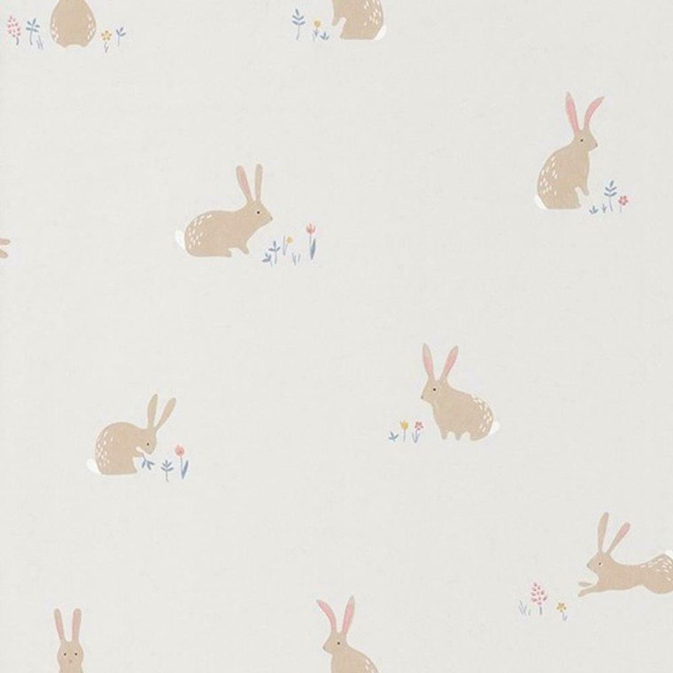 82746110 - Happy Dreams Bunny Rabbits Blue Casadeco Wallpaper