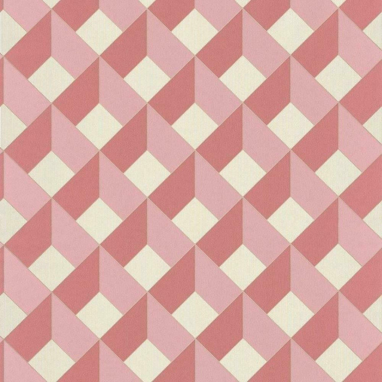 100124135 - Spaces Geometric 3D Squares Pink Casadeco Wallpaper