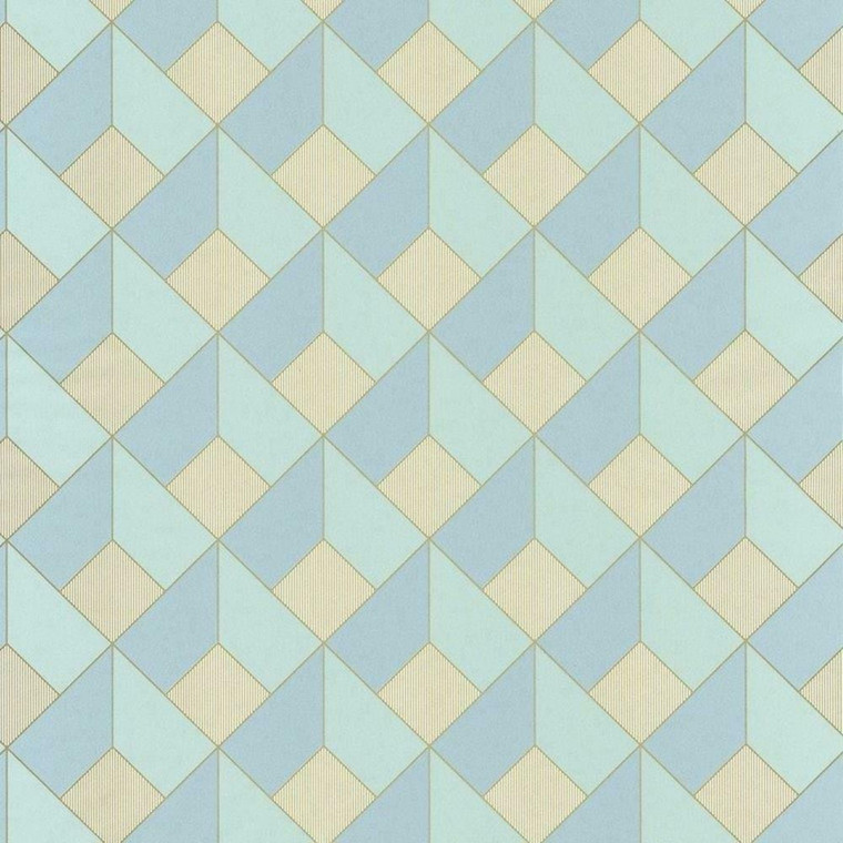100127069 - Spaces Geometric 3D Squares Green Casadeco Wallpaper