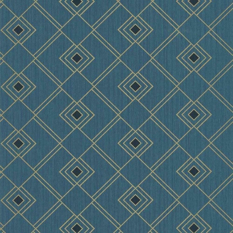 100476050 - Scarlett Retro Geometric Design Blue Casadeco Wallpaper