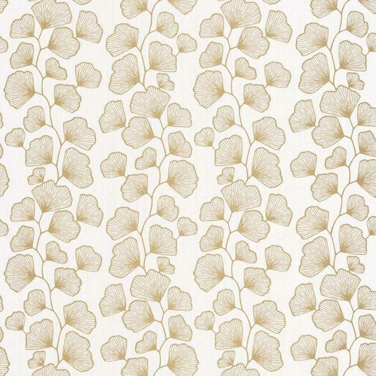 100481026 - Scarlett Retro Ginkgo Leaf Design Beige Casadeco Wallpaper