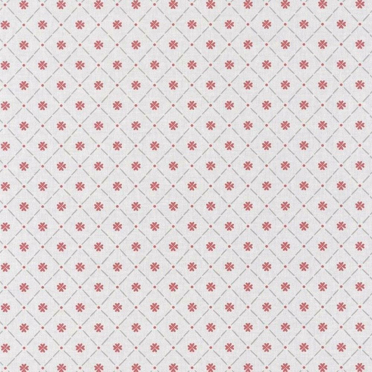 100658026 - Bistrot D Alice Floral Dot Trellis Red Casadeco Wallpaper