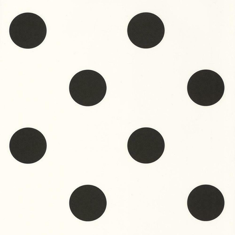 101209007 - Moonlight Polka Dots Black Casadeco Wallpaper