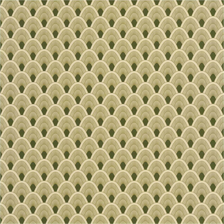 101457212 - Odyssee Fan Motifs Green Casadeco Wallpaper