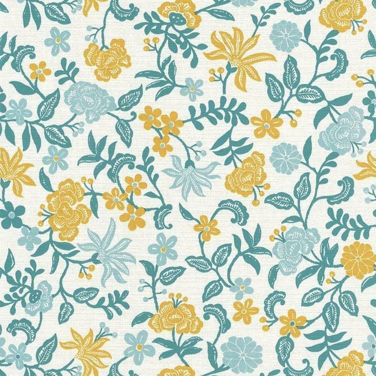 69936026 - Acapulco Floral Trail Blue Casadeco Wallpaper