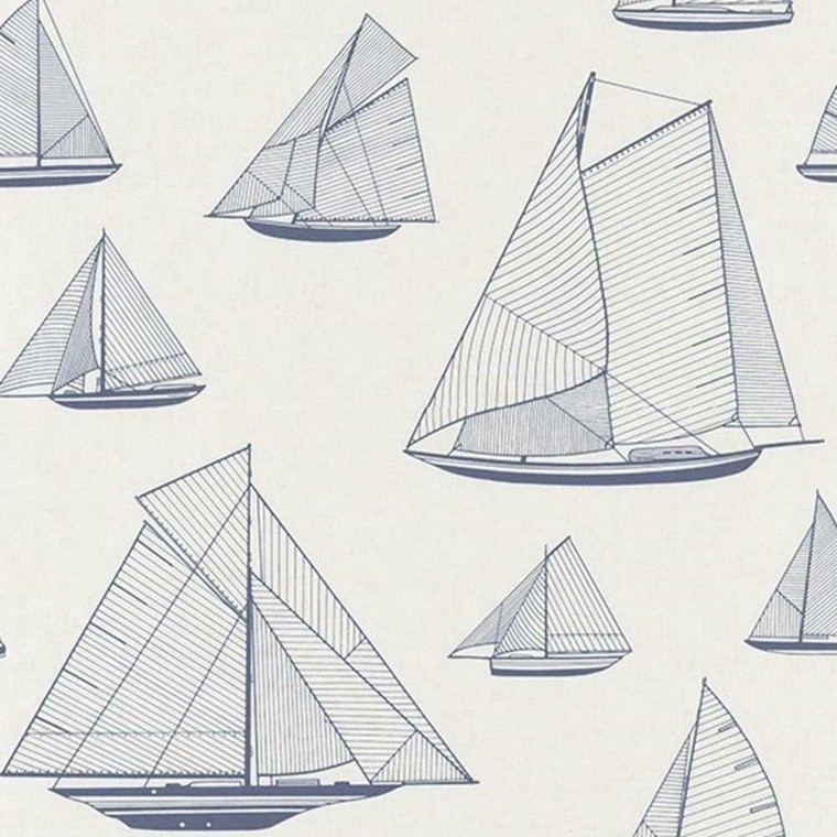 84026131 - Rivage Sailboats Nautical Blue Casadeco Wallpaper